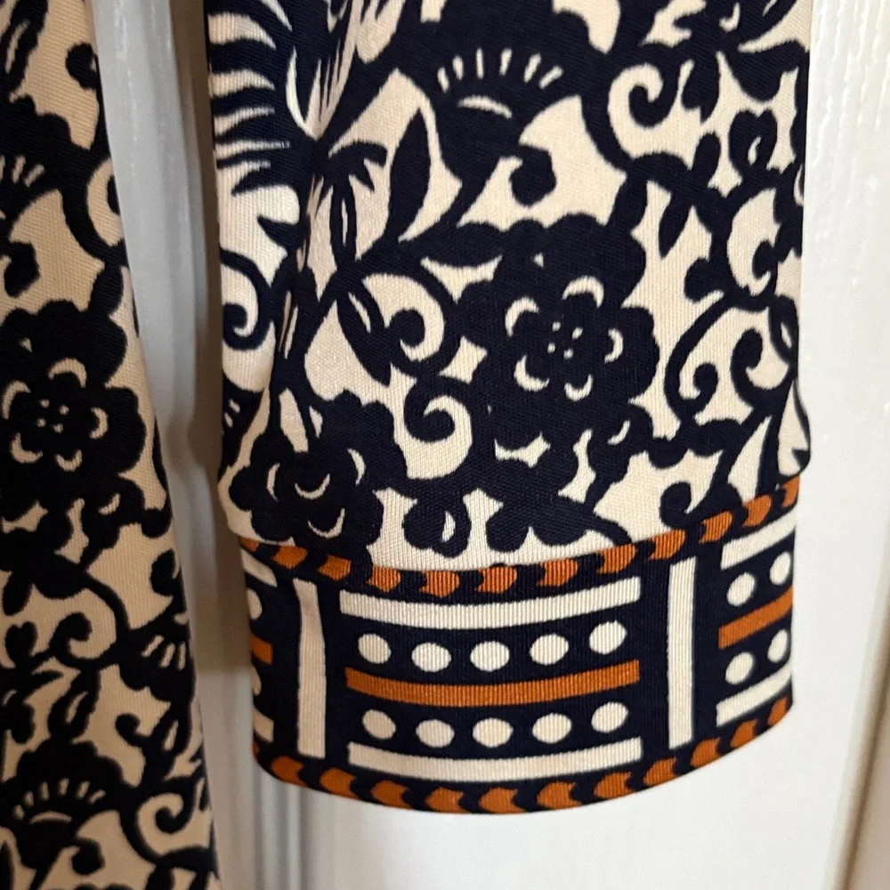 Tory Burch Black and White Floral Long Sleeve Dress‎